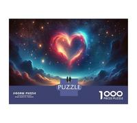 Jigsaw Puzzles 1000 Pieces for Adults Romantic Couple in Space Heart Puzzles for Adults DIY Toys Home Decoration Help The Brain Exercise 52x38cm/1000pcs