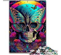Jigsaw Puzzles 1000 Pieces for Adults Rose Skull Made of Wood, Unique DIY Home Decor Gift Idea 50x75cm Brain Teaser Game for Teenagers, Perfect