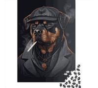 Jigsaw Puzzles 1000 Pieces for Adults Rottweiler Gangster Puzzle for Adults Wooden Board Puzzles Family Decoration 1000pcs (75x50cm)