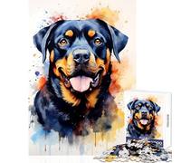 Jigsaw Puzzles 1000 Pieces for Adults Rottweiler in Watercolor Adult Jigsaw Puzzles Precision Cutting Challenging To Complete Toy Intellectual Game (50x75cm)