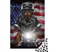 Jigsaw Puzzles 1000 Pieces for Adults | Rottweiler on Motorcycle Puzzles | 1000 Piece Jigsaw Educational Games Home Decoration Puzzle 1000pcs (38x26cm)
