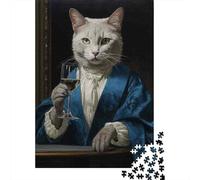 Jigsaw Puzzles 1000 Pieces for Adults Royal Cat Wine Glass Adult Puzzles Relaxing Games Difficult Hard Deal As Gifts for The Whole Family 38x26cm/1000pcs