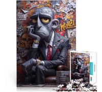 Jigsaw Puzzles 1000 Pieces for Adults Sad Cartoon Man in Suit Schwierig Schwer Tolle Geschenke und Spielzeuge38x26cm
