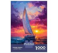 Jigsaw Puzzles 1000 Pieces for Adults Sailboat Sunset Painting Jigsaw Puzzle Relax Games Precision Cutting Unique Birthday And Gifts 52x38cm/1000pcs