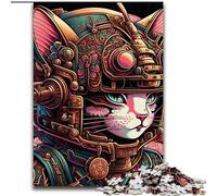 Jigsaw Puzzles 1000 Pieces for Adults Sakura Cat Warrior Wooden Jigsaw Brain Challenge, for Teenagers & Home Decor 50x75cm