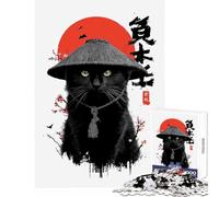 Jigsaw Puzzles 1000 Pieces for Adults Samurai Cat with Asian Aesthetics Adult Jigsaw Puzzles But Fun And Humorous Educational Challenge Birthday Present, Gifts, (38x26cm)