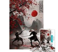 Jigsaw Puzzles 1000 Pieces for Adults Samurai Duel Under Cherry Blossoms Fun Activities at Home Stress Reliever Brain Teaser Game for Age 14+ Game (50x75cm)