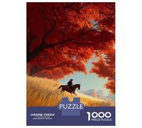 Jigsaw Puzzles 1000 Pieces for Adults Samurai on Horseback in Autumn Landscape Jigsaw for Adults Relaxing Games Difficult Challenge for Birthday, Chrismas 70x50cm/1000pcs