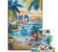 Jigsaw Puzzles 1000 Pieces for Adults San Diego Cityscape Toy Intellectual Game Birthday Present Secret Santa Gifts (size 38x52cm)