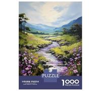 Jigsaw Puzzles 1000 Pieces for Adults Scenic Valley with Flowering Stream Jigsaws for Adults Relax Games Improve Memory Stress Reduction Gifts 70x50cm/1000pcs