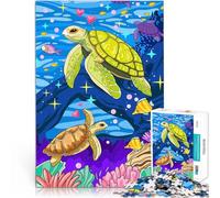 Jigsaw Puzzles 1000 Pieces for Adults Sea Turtle Love Stressabbau-Spielzeug Einzigartige Geburtstags- und Geschenkideen75x50cm