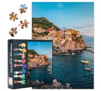 Jigsaw Puzzles 1000 Pieces for Adults Seaside Town 1000 Piece Puzzle Seascape Puzzle Home Wall Decoration Adult and Adolescent Family Toy Suitable for Game Nights Finished Size: 70x50cm