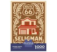 Jigsaw Puzzles 1000 Pieces for Adults Seligman Route 66 House Illustration Puzzle for Adults Toy Wall Decor Hand Speed Race Stress Reduction Gifts 70x50cm/1000pcs