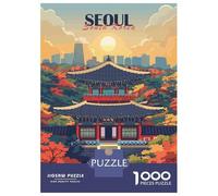 Jigsaw Puzzles 1000 Pieces for Adults Seoul Cityscape with Temple Adult Jigsaw Relax Games Difficult Challenge Help The Brain Exercise 70x50cm/1000pcs