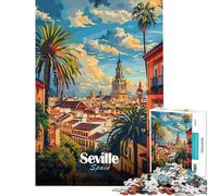 Jigsaw Puzzles 1000 Pieces for Adults Seville Cityscape Relaxing Games Learning Educational Toys Secret Santa Gifts Family Activities (size 38x26cm)