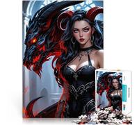 Jigsaw Puzzles 1000 Pieces for Adults Sexy demon and her Dragon Spielspielzeug Geschenke für Freunde und Familie52x38cm