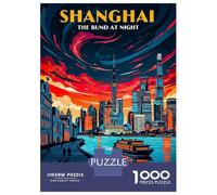 Jigsaw Puzzles 1000 Pieces for Adults Shanghai Bund at Night Jigsaw for Adults Family Games A Work of Art Help The Brain Exercise 52x38cm/1000pcs