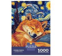 Jigsaw Puzzles 1000 Pieces for Adults Shiba Inu Starry Night Parody Art Puzzles for Adults Fun Games Improve Memory Deal As Gifts for The Whole Family 70x50cm/1000pcs