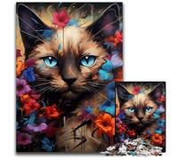 Jigsaw Puzzles 1000 Pieces for Adults Siamese Cat Wooden Jigsaw Puzzles Brain Challenge Game for Teenagers & Family Interaction 50x75CM/19.68x29.52inch