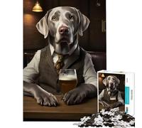 Jigsaw Puzzles 1000 Pieces for Adults Silver Labrador in The Pub Toys Educational Games Practical Game Learning Educational Gifts Ideas (Size 38x26cm)