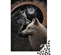 Jigsaw Puzzles 1000 Pieces for Adults Skoll And Hati Norse Wolf Puzzle for Adults Paper Board Puzzles Family Decoration 1000pcs (38x26cm)