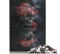 Jigsaw Puzzles 1000 Pieces for Adults | Skull with Roses And Smoke Puzzles | 1000 Piece Jigsaw Educational Games Home Decoration Puzzle 1000pcs (75x50cm)