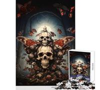 Jigsaw Puzzles 1000 Pieces for Adults Skulls And Butterflies Toy Wall Decor Gifts for Women Men Relaxing Games Artists Collection, Fine Art Size 38x26cm