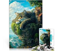 Jigsaw Puzzles 1000 Pieces for Adults Sleeping Giant Cat Stressabbau-Spielzeug Tolle Geschenke und Spielzeuge52x38cm