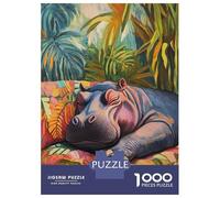 Jigsaw Puzzles 1000 Pieces for Adults Sleeping Hippo Adult Puzzles Toy Wall Decor But Fun And Humorous Help The Brain Exercise 38x26cm/1000pcs