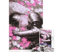 Jigsaw Puzzles 1000 Pieces for Adults Sleeping Knight in Flowers Educational Toy Gift For Birthdays Relaxing Games Artists Collection, Fine Art Size 50x75cm