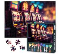 Jigsaw Puzzles 1000 Pieces for Adults Slot Machine Wins the Jackpot Casino Paper Puzzles Lucky Moment Immersive Brain Teaser Game Indoor Hobby Challenge Festival Gift Large 27.5 x 19.7 Inch