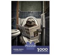 Jigsaw Puzzles 1000 Pieces for Adults Sloth Reading Newspaper Adult Jigsaw Relax Games Difficult Challenge Help The Brain Exercise 52x38cm/1000pcs