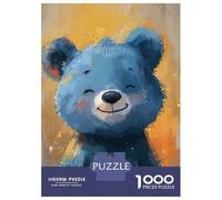 Jigsaw Puzzles 1000 Pieces for Adults Smiling Blue Bear Jigsaws for Adults Fun Games Stress Reliever Help The Brain Exercise 38x26cm/1000pcs