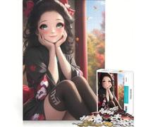 Jigsaw Puzzles 1000 Pieces for Adults Smiling Geisha in Autumn Impossible Game Challenging To Complete for Is Ideal As A Gift 50x75cm