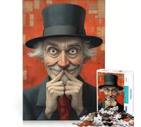 Jigsaw Puzzles 1000 Pieces for Adults Smiling Gentleman in Top Hat Toilet Impossible Game Challenging To Complete for Is Ideal As A Gift 50x75cm
