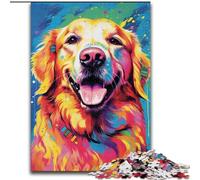 Jigsaw Puzzles 1000 Pieces for Adults Smiling Golden Retriever Dog Made of Wood, Perfect DIY Art Decor Or Birthday Gift 50x75cm for Birthday Holiday Christmas
