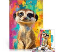 Jigsaw Puzzles 1000 Pieces for Adults Smiling Meerkat Painting Stressabbau denn eignet sich ideal als Geschenk für die ganze Familie75x50cm