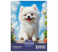 Jigsaw Puzzles 1000 Pieces for Adults Smiling White Pomeranian Puppy Jigsaw Puzzle DIY Toys But Fun And Humorous Deal As Gifts for The Whole Family 70x50cm/1000pcs