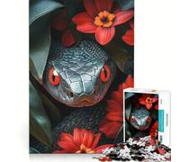 Jigsaw Puzzles 1000 Pieces for Adults Snake with Red Flowers Impossible Game Challenging To Complete for Is Ideal As A Gift 38x52cm