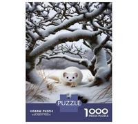Jigsaw Puzzles 1000 Pieces for Adults Snowy Winter Landscape with White Weasel Jigsaws for Adults Fun Games A Work of Art Deal As Gifts for The Whole Family 52x38cm/1000pcs