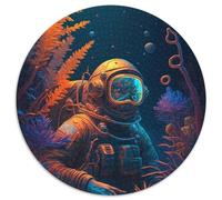 Jigsaw Puzzles 1000 Pieces for Adults Space Astronaut 1000Pc Adults Round Jigsaw Puzzle Challenging DIY Brain Teaser, Perfect Family Game Or Decorative Gift 1000pcs (67.5x67.5cm)