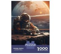 Jigsaw Puzzles 1000 Pieces for Adults Spaceman Astronaut Coffee Jigsaws for Adults Fun Games Stress Reliever Help The Brain Exercise 52x38cm/1000pcs