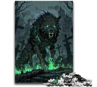 Jigsaw Puzzles 1000 Pieces for Adults Spectral Wolf Guardian of The Cursed Cemetery Wall Decoration for Educational Game Gifts for Women Men 50x75cm