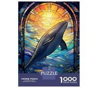 Jigsaw Puzzles 1000 Pieces for Adults Sperm Whale Stained Glass Puzzle for Adults Hands-on Game Improve Memory Deal As Gifts for The Whole Family 38x26cm/1000pcs