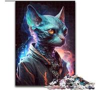 Jigsaw Puzzles 1000 Pieces for Adults Sphynx Cat Made of Wood, for Ages 14+ 50x75cm Challenging & Entertaining, Family Activity