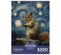 Jigsaw Puzzles 1000 Pieces for Adults Squirrel Under Starry Night Puzzles for Adults Fun Games Improve Memory Deal As Gifts for The Whole Family 70x50cm/1000pcs