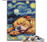Jigsaw Puzzles 1000 Pieces for Adults Staffordshire Bull Terrier Night Sky Made of Wood, for Ages 14+ 50x75cm Challenging & Entertaining, Family Activity