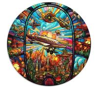 Jigsaw Puzzles 1000 Pieces for Adults Stained Glass Aircraft 1000 Piece Jigsaw Puzzles for Adults Intricate Design for Teenagers,DIY Decor,and Brain-Boosting Fun (67.5x67.5cm)