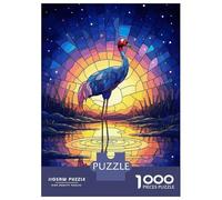 Jigsaw Puzzles 1000 Pieces for Adults Stained Glass Crane at Sunset Jigsaw for Adults Anti-Stress Toys Birthday Present Stress Reduction Gifts 70x50cm/1000pcs