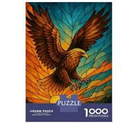 Jigsaw Puzzles 1000 Pieces for Adults Stained Glass Eagle Soaring at Sunset Adult Puzzles Relax Games Analysis And Logic Stress Reduction Gifts 70x50cm/1000pcs